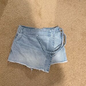 Free People Blue Denim Wrap Skort